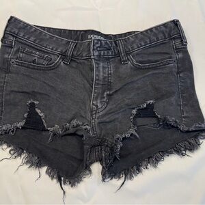 Express Women’s Black Distressed Denim Cutoff Shorts